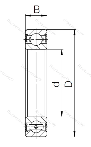 Шариковый однорядный подшипник 16007 2RS в Махачкале
