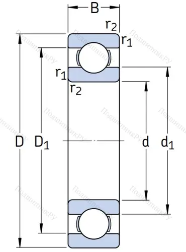Однорядный шариковый подшипник 61844/C 3 от производителя  SKF