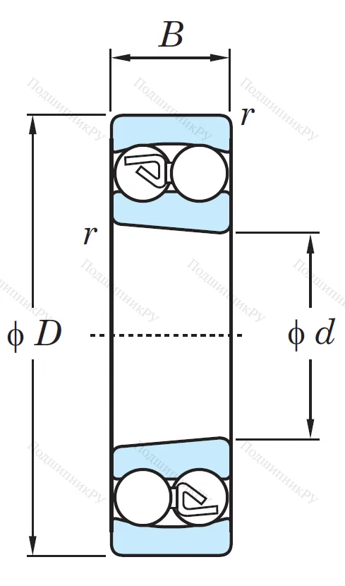Двухрядный шариковый подшипник 2307 K MG