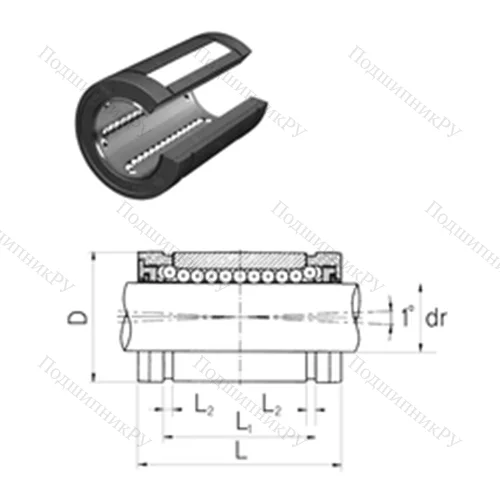 Подшипник шариковый линейный LMBS 16OP