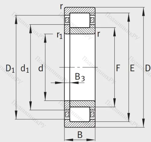 Роликовый цилиндрический подшипник NUP 2306 E XL TVP 2 от производителя  FAG Роликовый цилиндрический подшипник NUP 2306 E XL TVP 2 от производителя  FAG