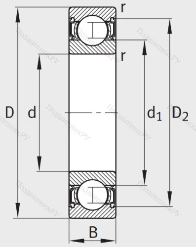 Однорядный шариковый подшипник 63003 A 2RSR от производителя  FAG Однорядный шариковый подшипник 63003 A 2RSR от производителя  FAG