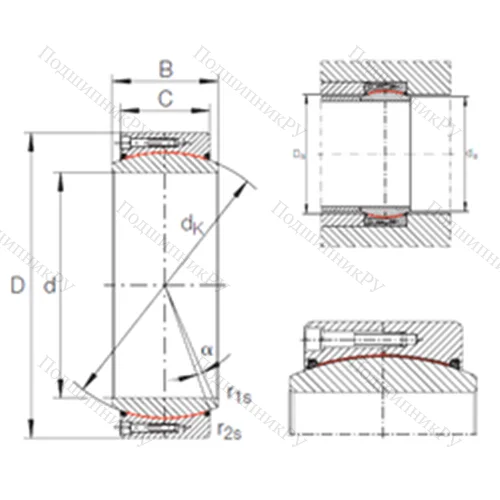 Подшипник скольжения сферический GE 710 DW-2RS 2