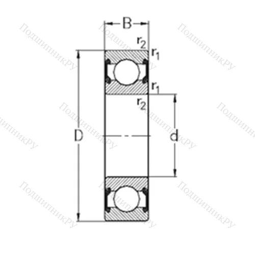 Подшипник шариковый радиальный 6306-2RS 2