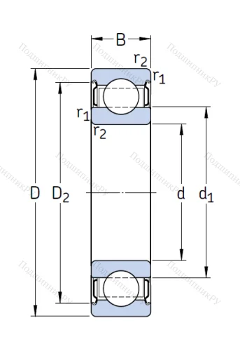 Высокотемпературный подшипник 6305 2Z/VA 208