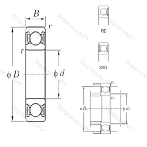 Подшипник шариковый радиальный 63/32-2RD от производителя  KOYO Подшипник шариковый радиальный 63/32-2RD от производителя  KOYO