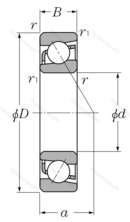 Однорядный шариковый подшипник 7018