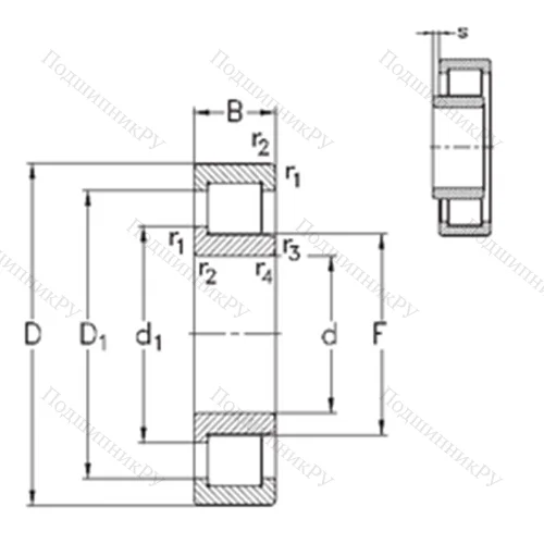Подшипник роликовый радиальный NJ 224-E-M 6
