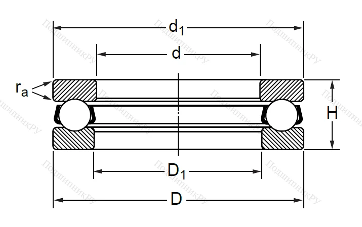 Упорный шариковый подшипник 8101 (51101) в Махачкале