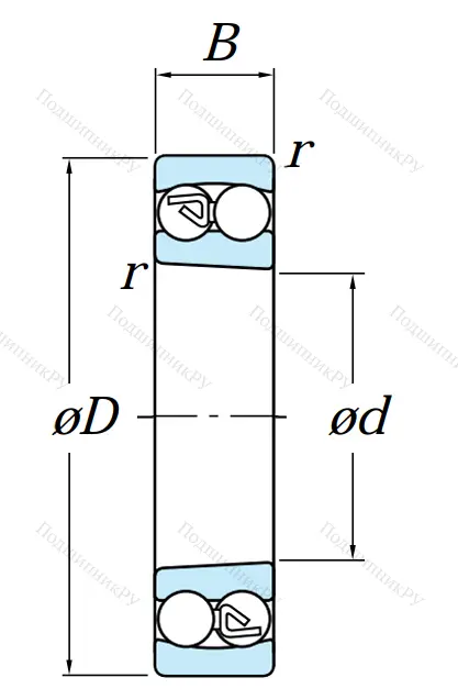 Двухрядный шариковый подшипник 1211 K C 3