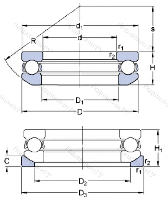 Упорный шариковый подшипник 18204 (53204+U 204) в Махачкале