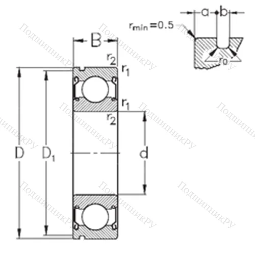 Подшипник шариковый радиальный 6205-2Z-N