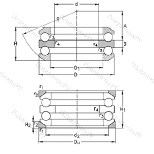 Подшипник шариковый упорный 54409+U 409