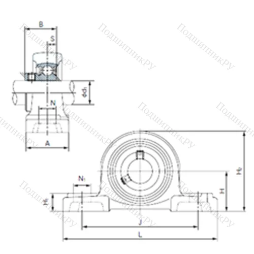 Подшипниковый узел шариковый радиальный BP 206
