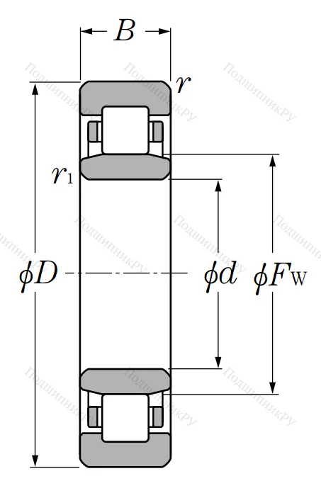 Роликовый цилиндрический подшипник NU 208 от производителя  NTN