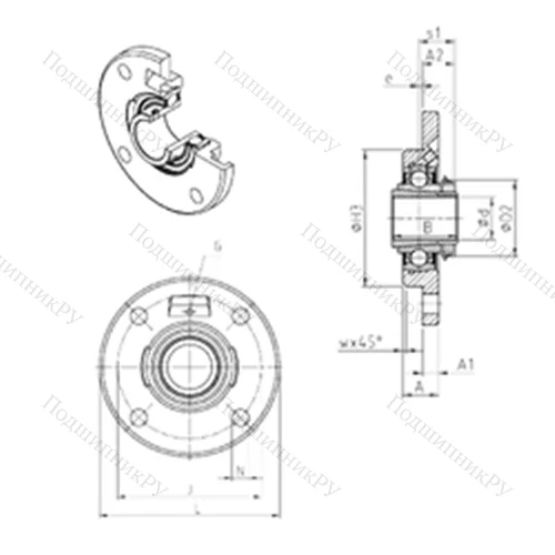 Подшипниковый узел шариковый радиальный UKFCE 209H