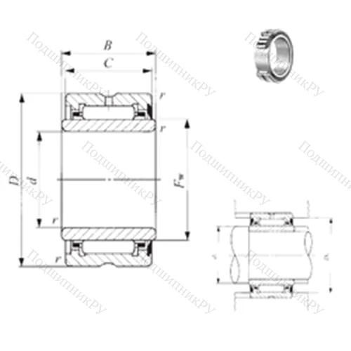 Подшипник игольчатый радиальный NA 49/28U