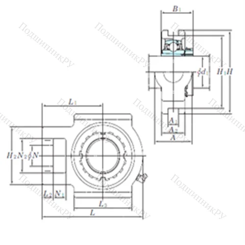 Подшипниковый узел шариковый радиальный UKT 322