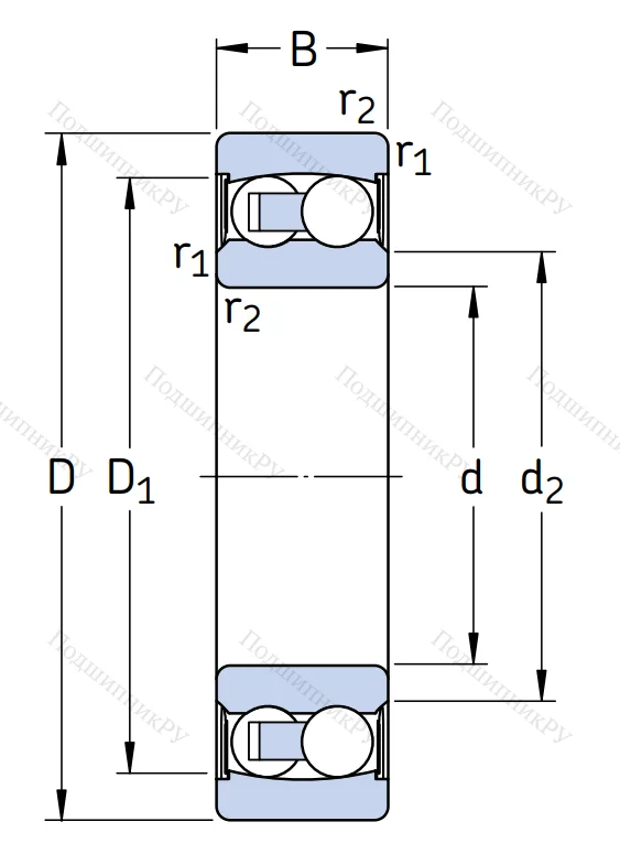 Двухрядный шариковый подшипник 2305 E-2RS 1TN 9