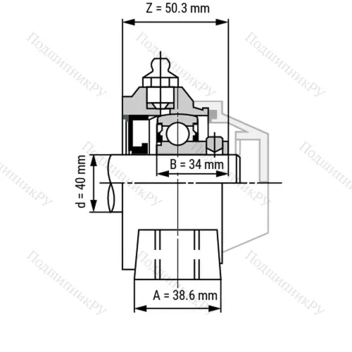 Подшипниковый узел WP-SSBP 208 - Вал: 40 мм от производителя  LPZ Подшипниковый узел WP-SSBP 208 - Вал: 40 мм от производителя  LPZ