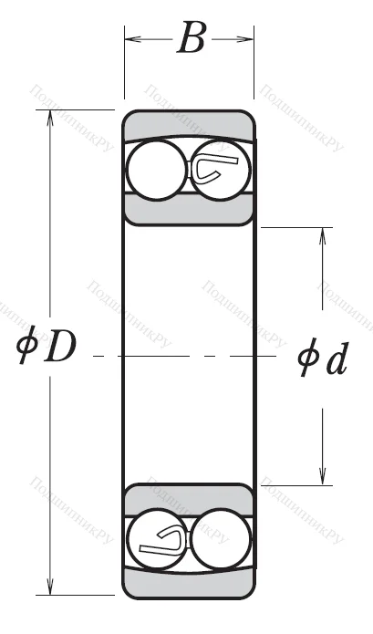 Двухрядный шариковый подшипник 2208 2RSTNG