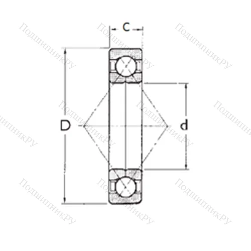 Подшипник шариковый радиально-упорный с четырёхточечным QJ 210