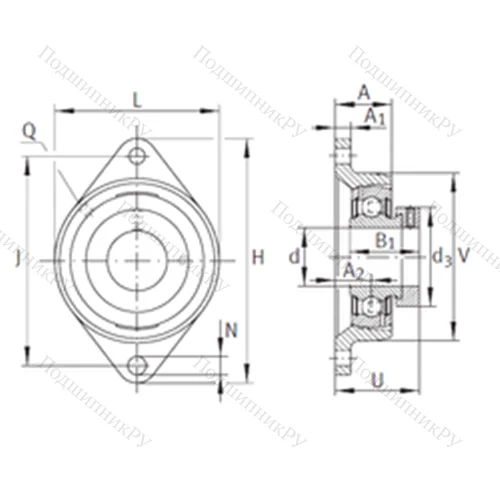 Подшипниковый узел шариковый радиальный PCJT 2-3/16