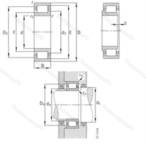 Подшипник роликовый радиальный NJ 356-E-M 1