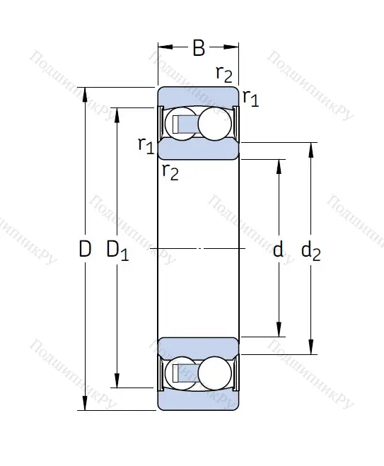 Двухрядный шариковый подшипник 2206 E 2RS 1TN 9