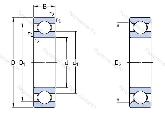 Однорядный шариковый подшипник 6210