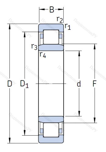 Роликовый цилиндрический подшипник NU 322 ECP C 3 от производителя  SKF