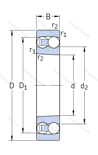 Двухрядный шариковый подшипник 2307 EKTN 9/C 3