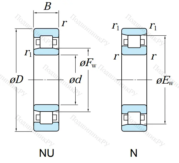 Цилиндрический роликовый подшипник 2317 КМ (N 317)