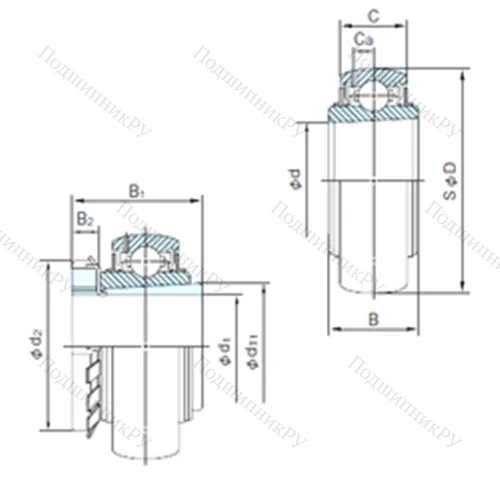 Подшипник шариковый радиальный UK 207+H 2307