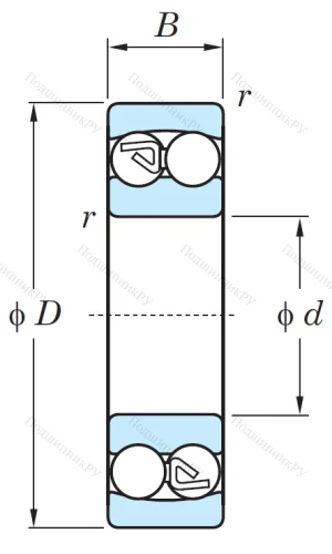 Двухрядный шариковый подшипник 1214 от производителя  KOYO