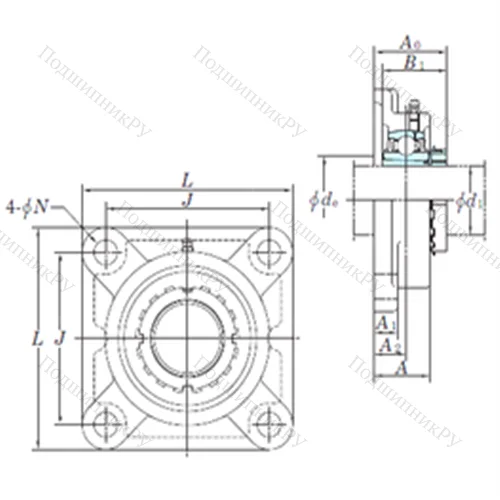 Подшипниковый узел шариковый радиальный UKF 308