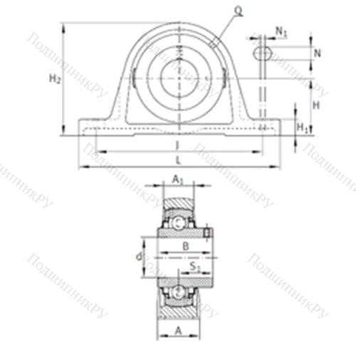 Подшипниковый узел шариковый радиальный RAKY 1-3/16