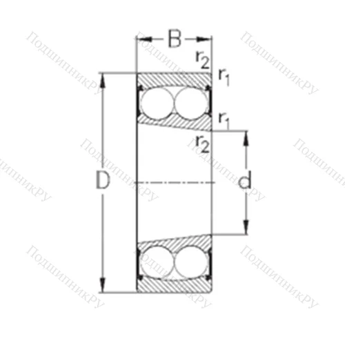 Подшипник шариковый радиальный самоцентрирующийся 2210-K-2RS