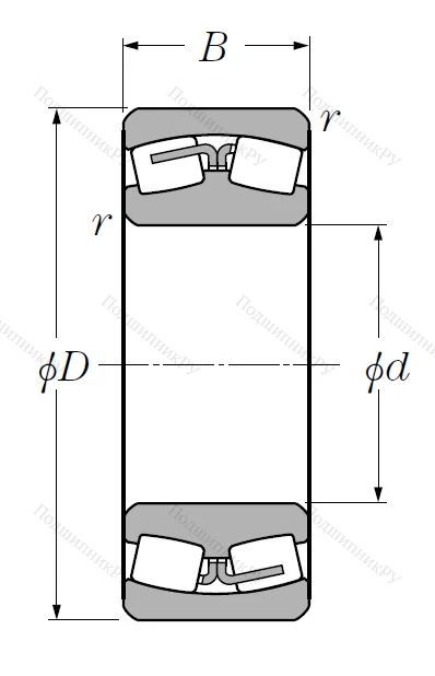 Сферический роликовый подшипник 22213 B (EA) D 1