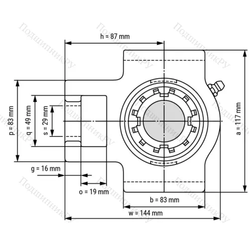 Подшипниковый узел UKT 209+H 2309 - Вал: 40 мм от производителя  LPZ