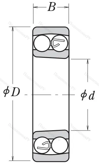 Двухрядный шариковый подшипник 1311 K