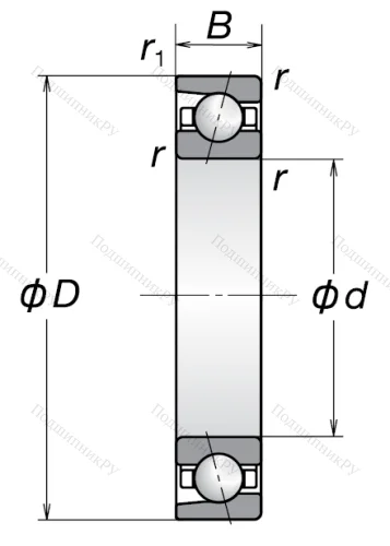 Однорядный шариковый подшипник 7200 BW от производителя  NSK