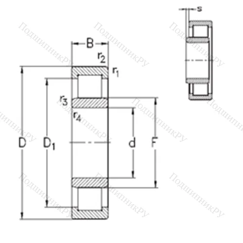 Подшипник роликовый радиальный NU 1022-E-M 6