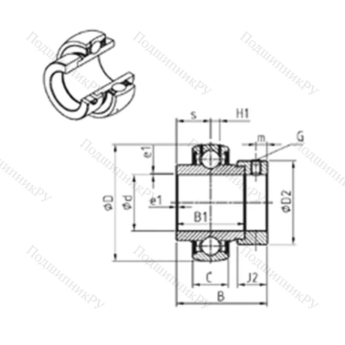 Подшипник шариковый радиальный EX 308-24 от производителя  SNR Подшипник шариковый радиальный EX 308-24 от производителя  SNR