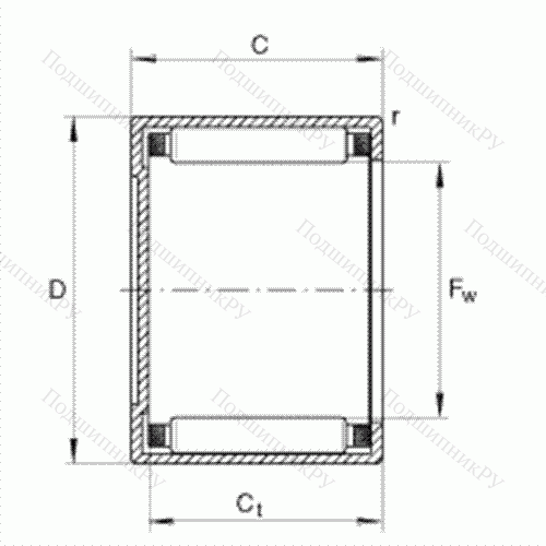 Подшипник роликовый игольчатый с одним наружным штампованным кольцом, закрытым с одной стороны BK 0910 от производителя  INA Подшипник роликовый игольчатый с одним наружным штампованным кольцом, закрытым с одной стороны BK 0910 от производителя  INA