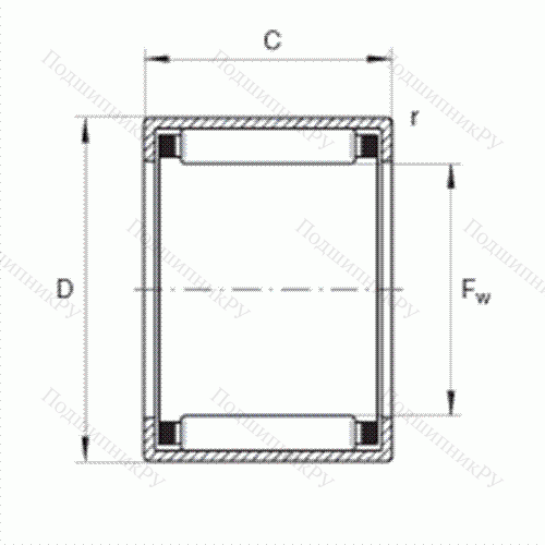 Подшипник роликовый игольчатый с одним наружным штампованным кольцом HK 0709 от производителя  INA Подшипник роликовый игольчатый с одним наружным штампованным кольцом HK 0709 от производителя  INA