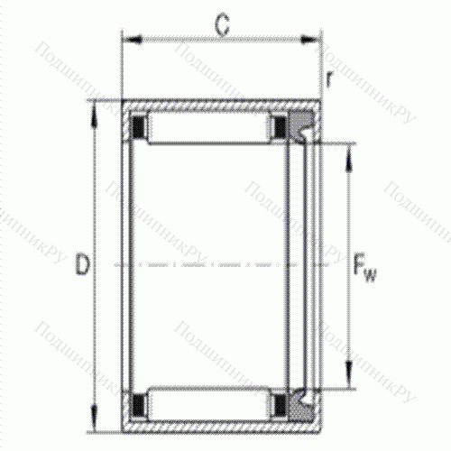 Подшипник роликовый игольчатый с одним наружным штампованным кольцом HK 1814-RS от производителя  INA Подшипник роликовый игольчатый с одним наружным штампованным кольцом HK 1814-RS от производителя  INA
