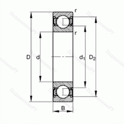 Подшипник шариковый радиальный S 6005-2RSR от производителя  FAG Подшипник шариковый радиальный S 6005-2RSR от производителя  FAG