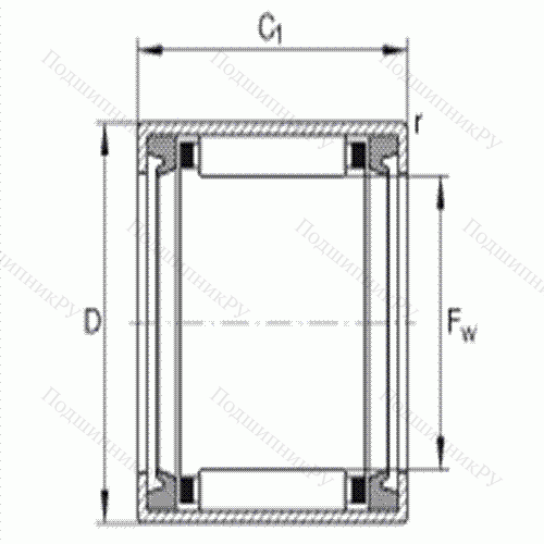Подшипник роликовый игольчатый с одним наружным штампованным кольцом HK 1816-2RS от производителя  INA Подшипник роликовый игольчатый с одним наружным штампованным кольцом HK 1816-2RS от производителя  INA