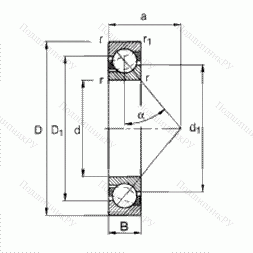 Подшипник шариковый радиально-упорный 7202-B-JP от производителя  FAG Подшипник шариковый радиально-упорный 7202-B-JP от производителя  FAG